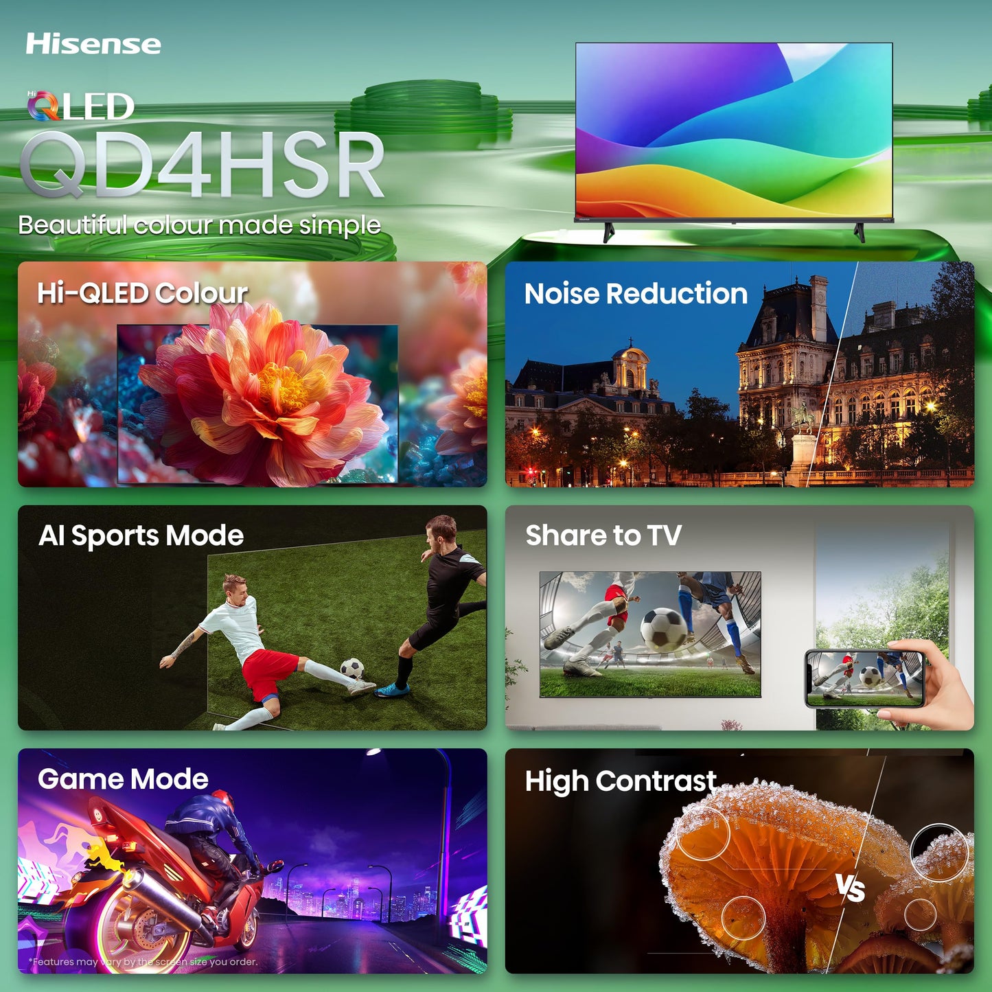 Hisense 32QD4SV - 32" Hi-QLED HD Smart VIDAA TV, Hi-QLED Color, Dolby Audio, Compatible with Alexa, Full Array LED, Slim Bezel Design (2026 Model)