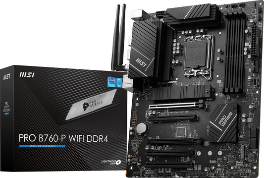 MSI PRO B760-P WiFi DDR4 ProSeries Motherboard (Supports 12th/13th Gen Intel Processors, LGA 1700, DDR4, PCIe 4.0, M.2, 2.5Gbps LAN, USB 3.2 Gen2, Wi-Fi 6E, ATX) MSI