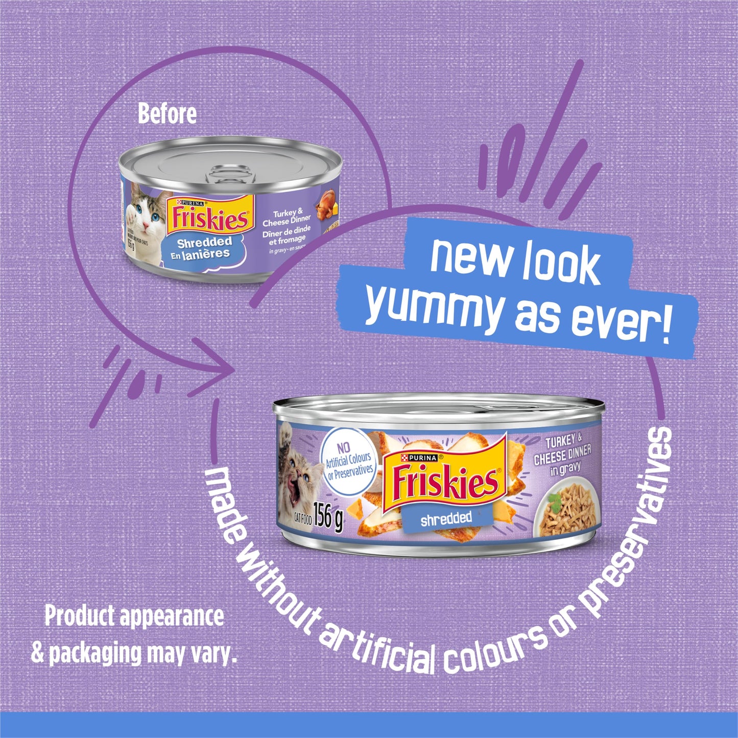 Friskies Shredded Wet Cat Food, Turkey & Cheese Dinner in Gravy - 156 g Can (24 Pack) 🍁 All In One Marketplace Canada