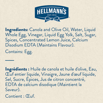 Hellmann's Mayonnaise ideal condiment for sandwiches, salads and burgers Olive Oil with free run eggs and canola oil 750 ml
