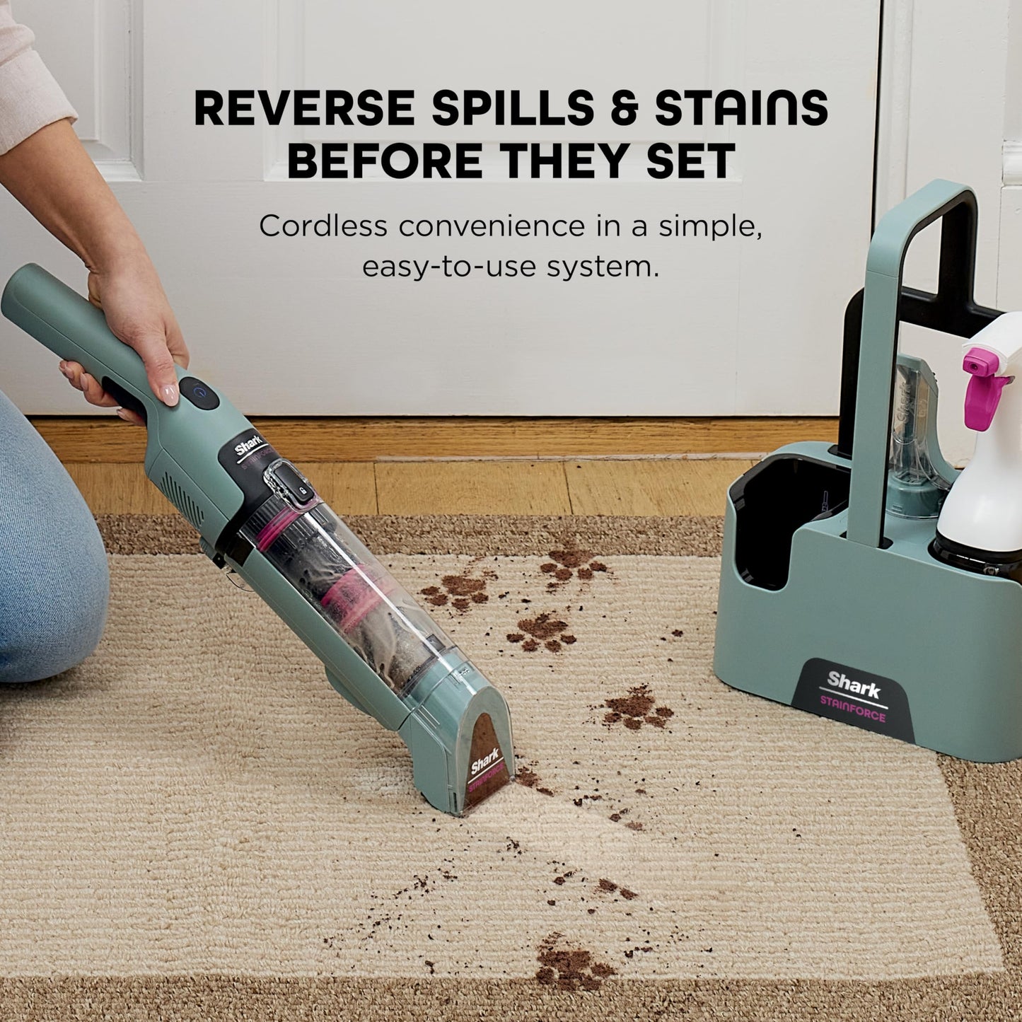 Shark StainForce Cordless Spot Cleaner, Dual-Activated Formula, OXY-Powered Stain Cleaning, Indoor/Outdoor, Carpets, Upholstery, Car Seats & Stairs, Pet Urine & Odor Remover, HX101C (Canadian Version) - Available at All In One Marketplace Canada
