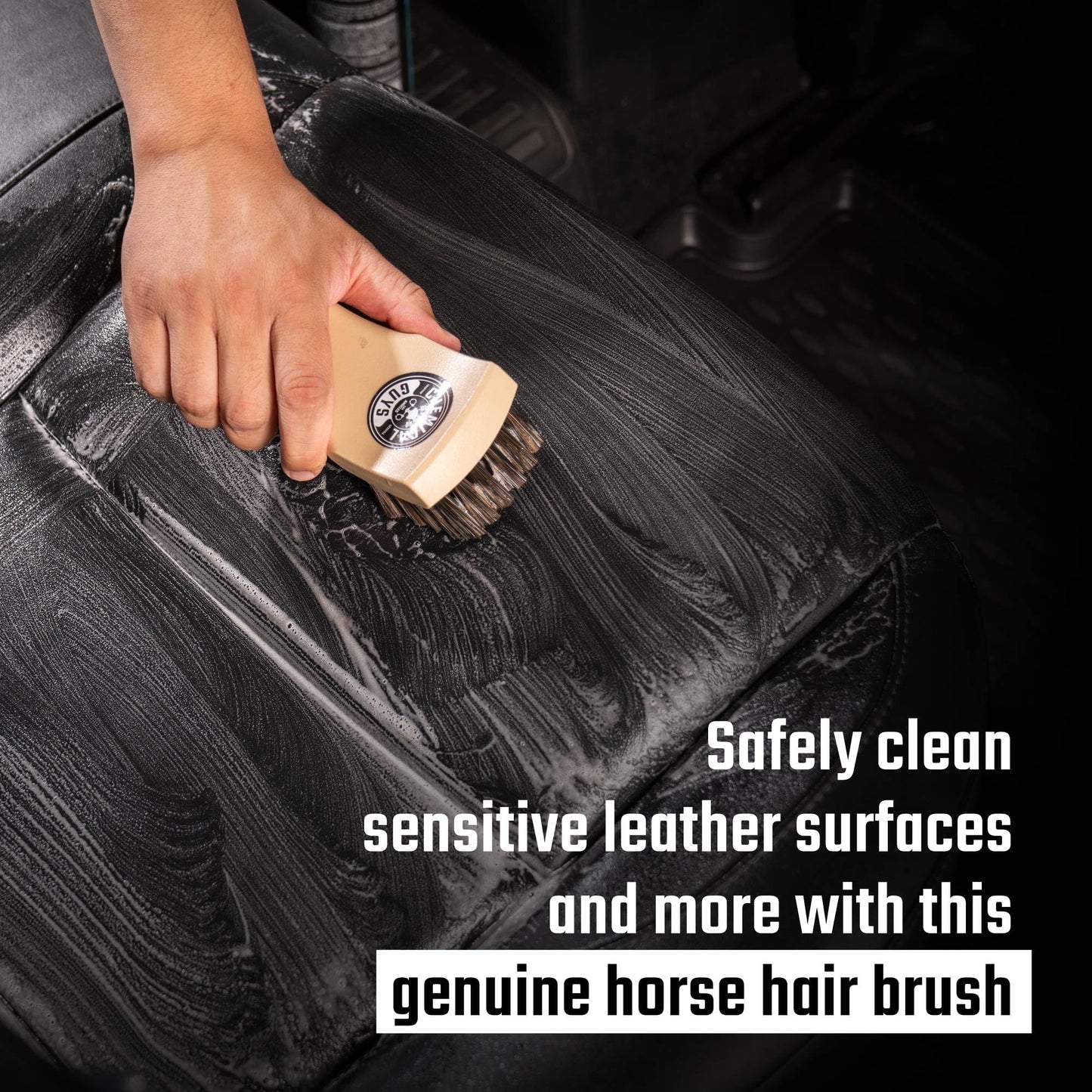 Chemical Guys Long Bristle Horse Hair Leather Cleaning Brush for Car Interiors, Furniture, Sneakers, Boots, and More (Works on Natural, Synthetic, Pleather, Faux Leather and More), 1 Pack Chemical Guys