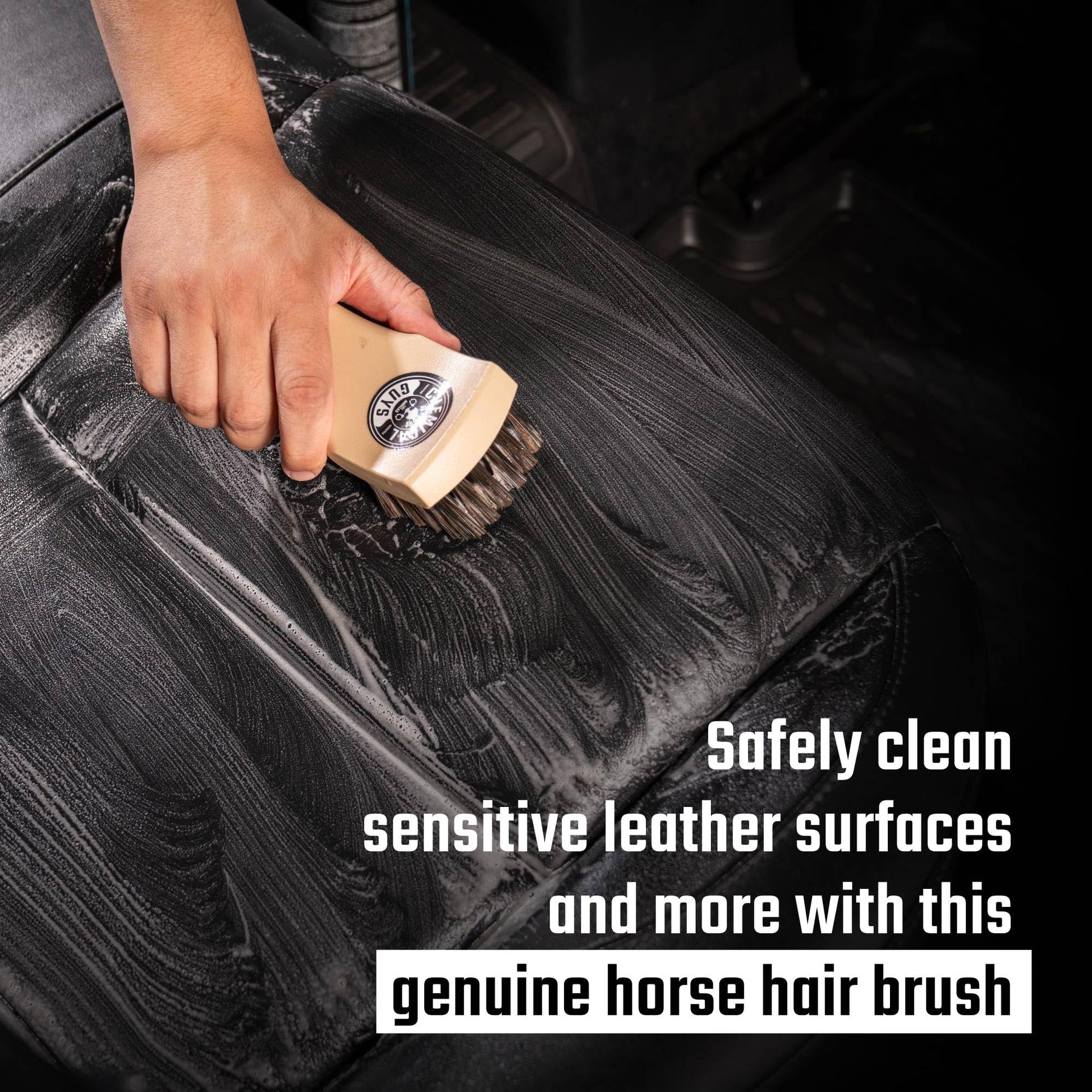 Chemical Guys Long Bristle Horse Hair Leather Cleaning Brush for Car Interiors, Furniture, Sneakers, Boots, and More (Works on Natural, Synthetic, Pleather, Faux Leather and More), 1 Pack Chemical Guys