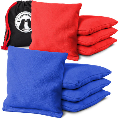 GoSports Official Regulation Cornhole Bean Bags Set of 8 – for Competitive Cornhole Games - All Weather - Red and Blue