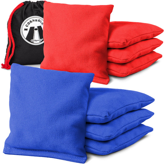 GoSports Official Regulation Cornhole Bean Bags Set of 8 – for Competitive Cornhole Games - All Weather - Red and Blue