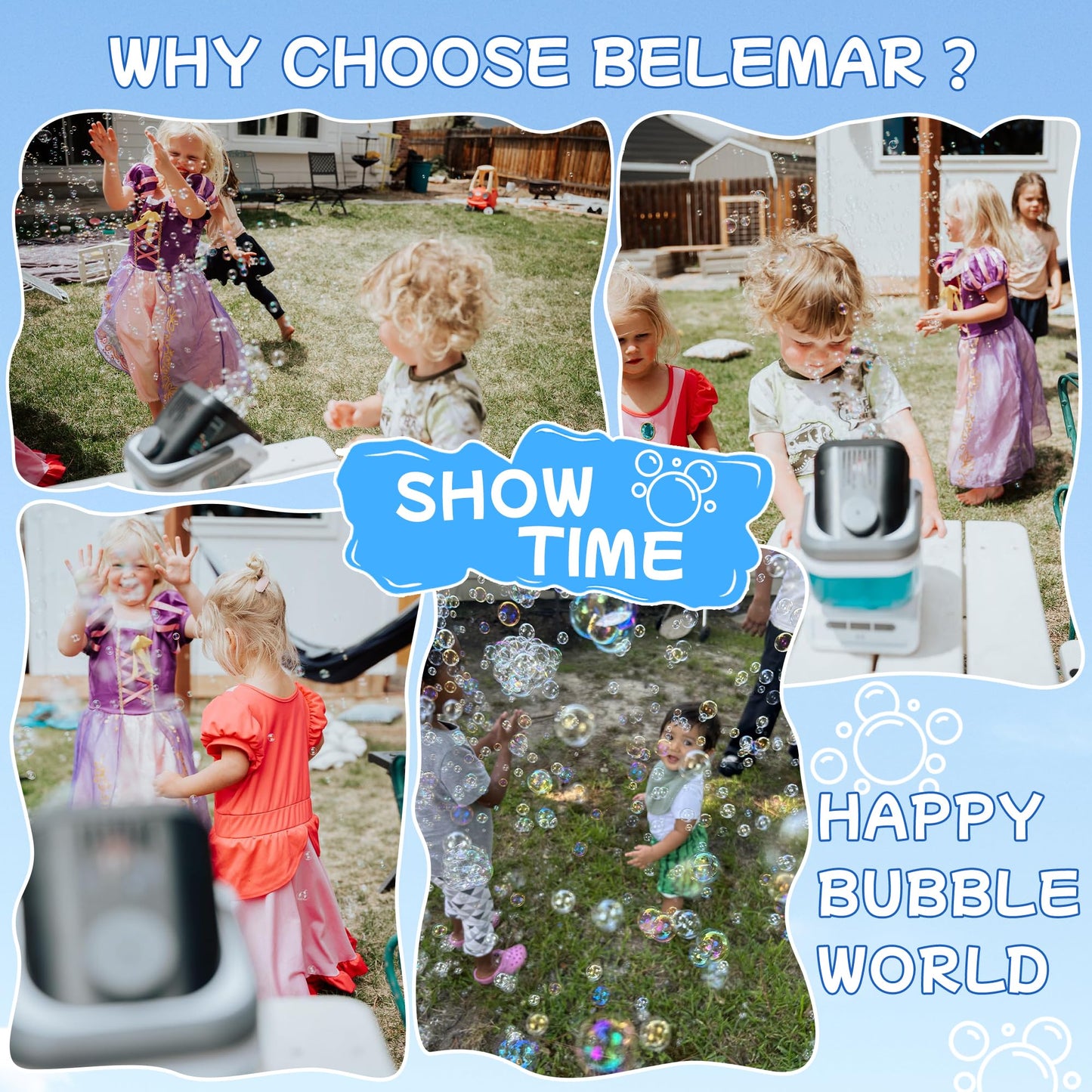 Upgraded Bubble Machine with Remote Control, Automatic Rotation & RGB Lights, 1800mAh Rechargeable, Type-C Charge, Bubble Maker for Kids, Weddings, Birthday Parties, Outdoor Activities