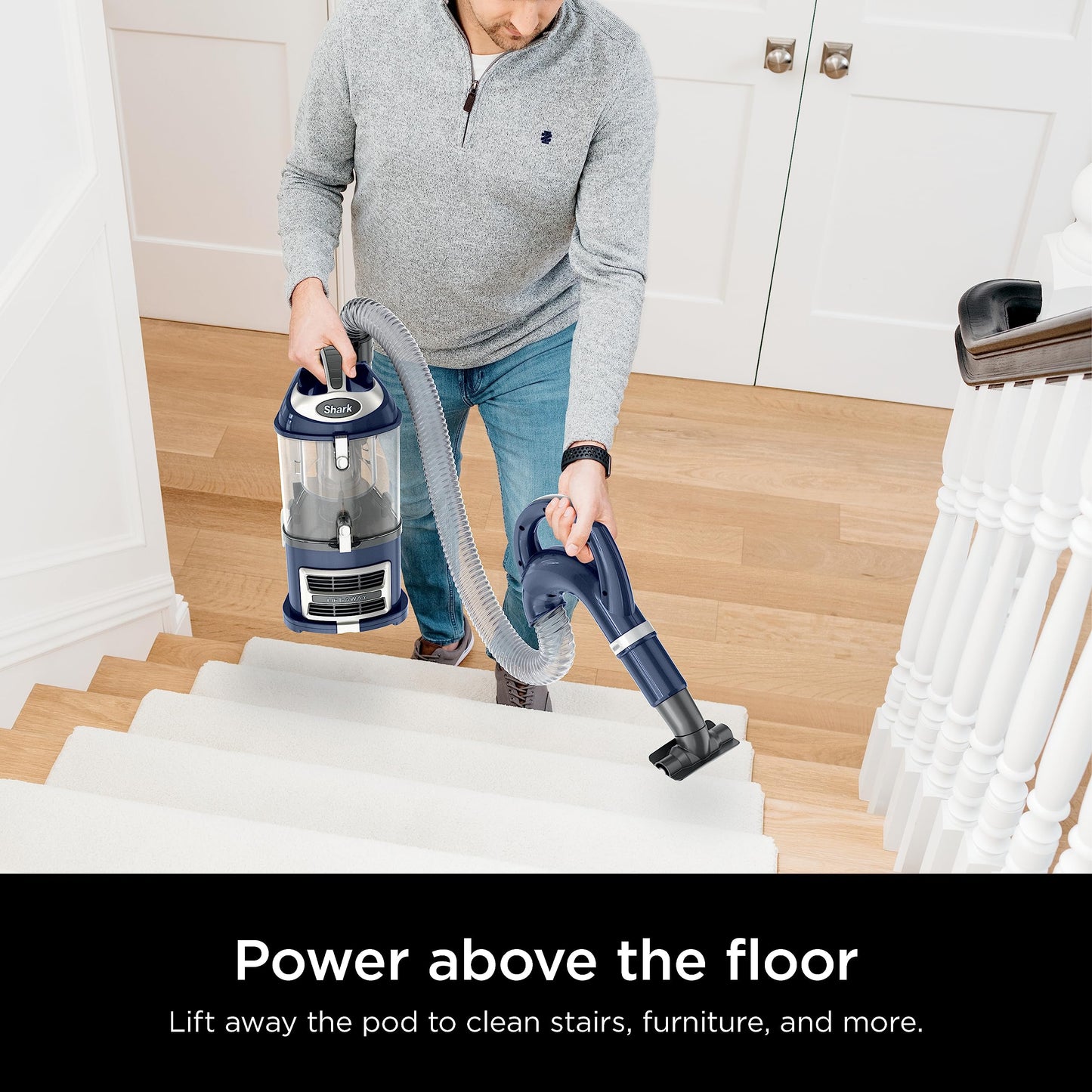Shark NV380C Navigator Lift-Away Upright Vacuum, Large Dust Cup, Navy Shark