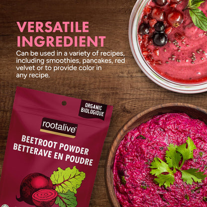 Rootalive Organic Beetroot Powder 454g (1lb) – Raw, Organic, Gluten-Free, Vegan, Ideal for Smoothies, Juice, Baking, Sauces & Natural Food Colour - Available at All In One Marketplace Canada
