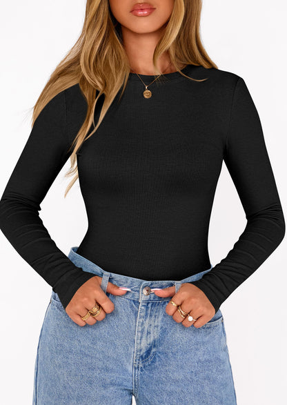 PRETTYGARDEN Bodysuits for Women Long Sleeve Shirts(Black,M) 🍁 All In One Marketplace Canada