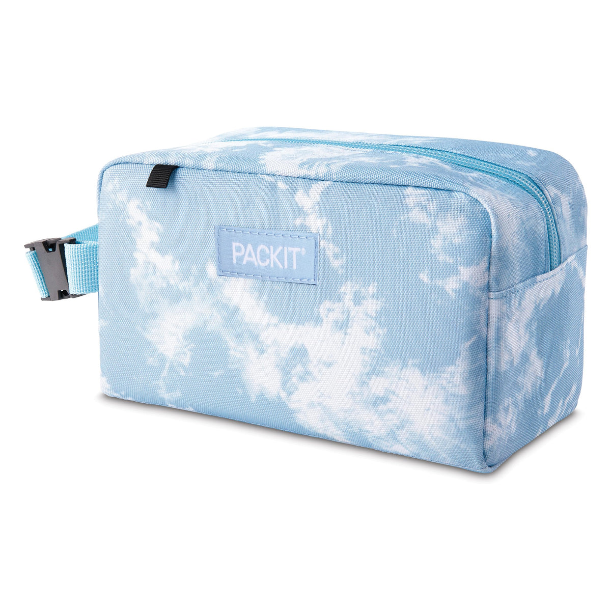 PackIt® Freezable Snack Box, Blue Sky, Built with ECOFREEZE® Technology, Collapsible, Reusable, Zip Closure with Buckle Handle, Designed for Work Snacks, Fresh Snacks On the Go, Adults, and All Ages