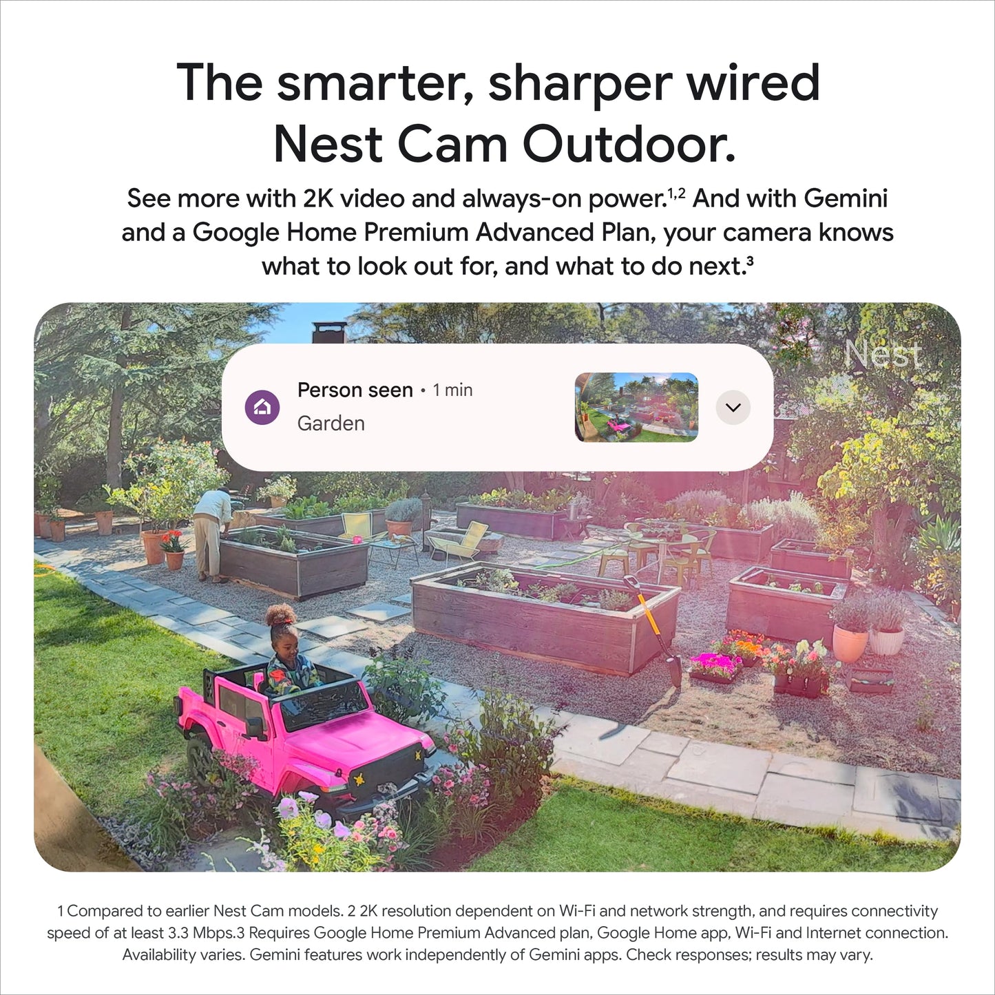 Google Nest Cam Outdoor (Wired, 2nd gen) - 2K Video and Gemini - 2-Pack