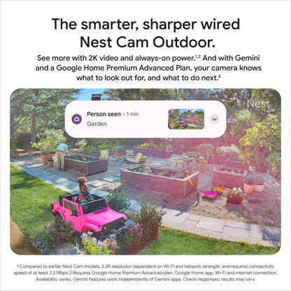 Google Nest Cam Outdoor (Wired, 2nd gen) - 2K Video and Gemini - 2-Pack
