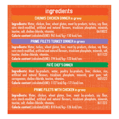 Friskies Poultry Wet Cat Food, Variety Pack 4 Flavours - 156 g Can (32 Pack)