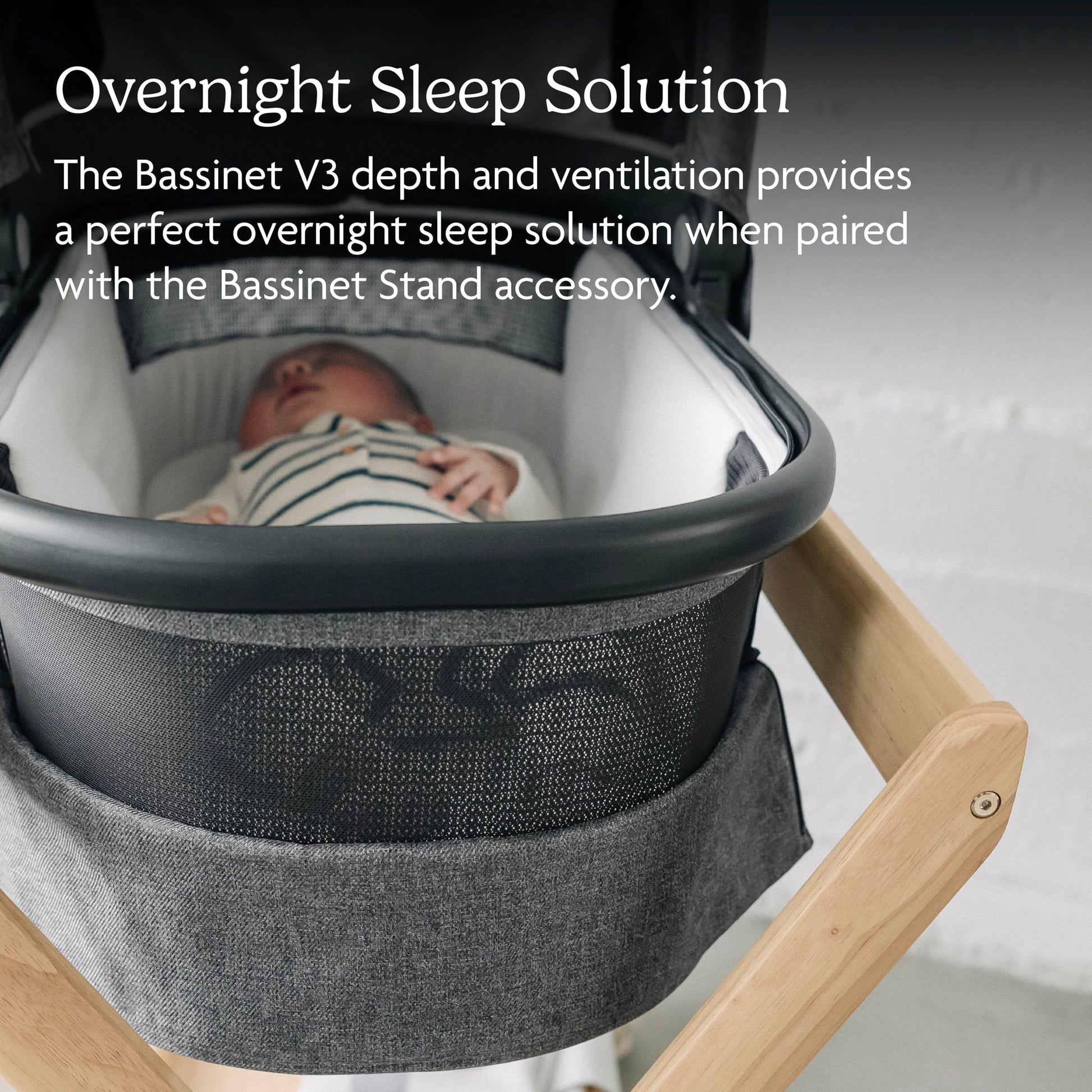 UPPAbaby Bassinet V3 - Compatible with Vista, Cruz, Ridge Strollers - Overnight Sleep Solution - Mattress, Sheet and Bug Shield Included - Jake (Charcoal/Carbon Frame) UPPAbaby