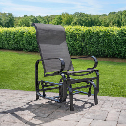 Sojag Belle Patio Glider Chair with Heavy-Duty Steel Frame and PVC-Coated Fabric, Easy-Glide Outdoor Patio Rocking Chair, Dark Grey Sojag