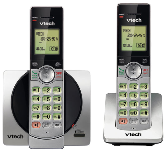 Téléphones sans fil VTech DECT 6.0 à deux combinés avec afficheur d'appels, claviers et écrans rétroéclairés, haut-parleurs mains libres duplex intégral sur les combinés et fonction de blocage d'appels, argent/noir 🍁 All In One Marketplace Canada