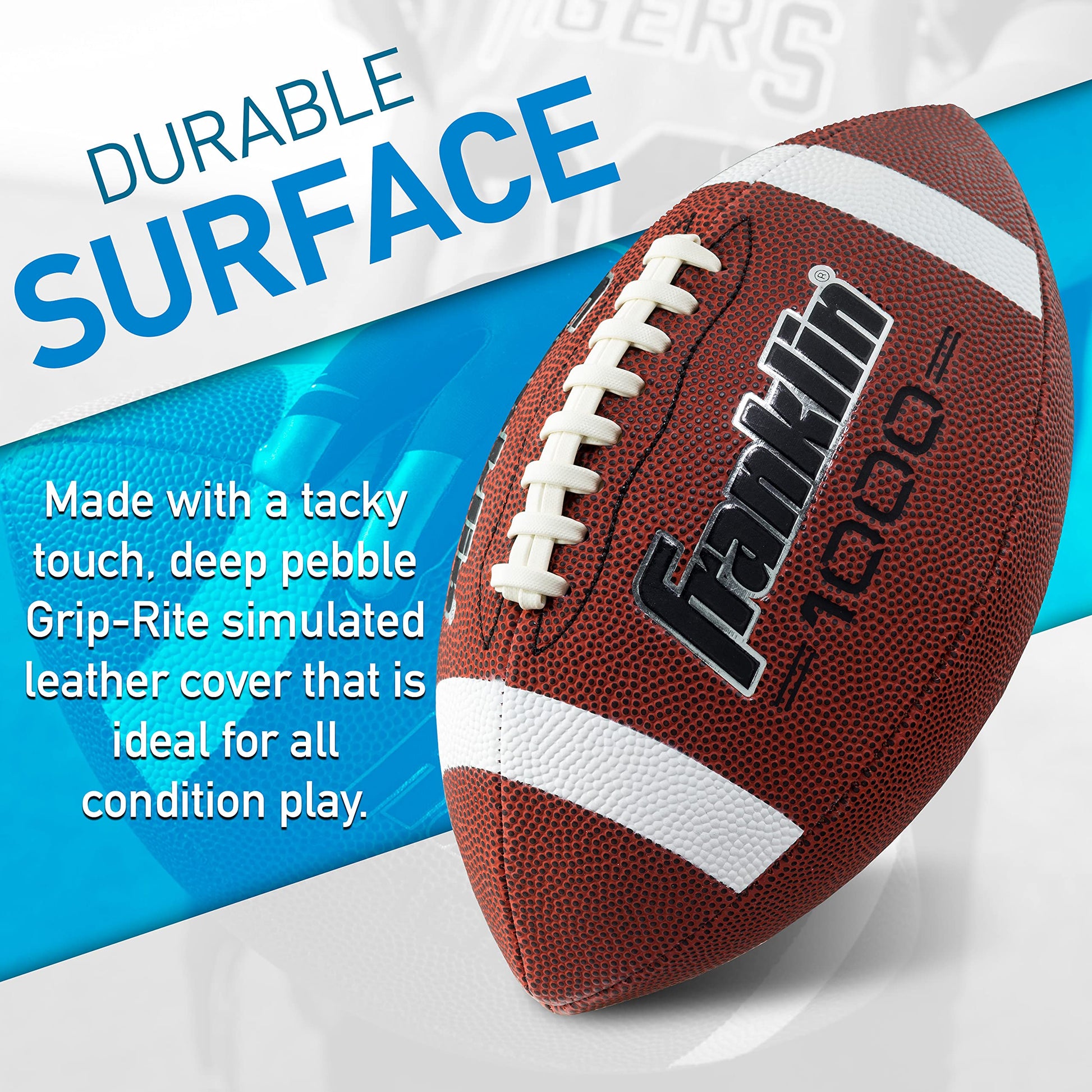 Franklin Sports Official Size Football - All-Weather 1000 Regulation Outdoor Football - Synthetic Leather Adult Size Football - Extra Grip Official Size Football - Brown + White Franklin Sports