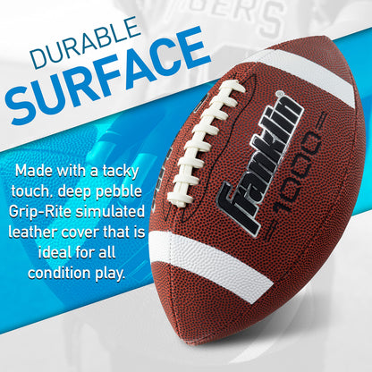 Franklin Sports Official Size Football - All-Weather 1000 Regulation Outdoor Football - Synthetic Leather Adult Size Football - Extra Grip Official Size Football - Brown + White Franklin Sports