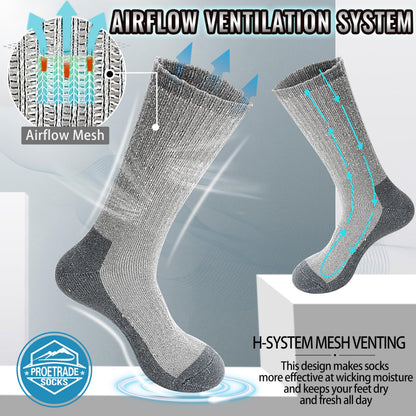 ProEtrade Merino Wool Hiking Socks for Men & Women Thermal Winter Warm Crew Thick Cushion Work Cozy Socks 4 Pairs Gifts Stockling Stuffers for Men(Classic Grey,L) 🍁 All In One Marketplace Canada