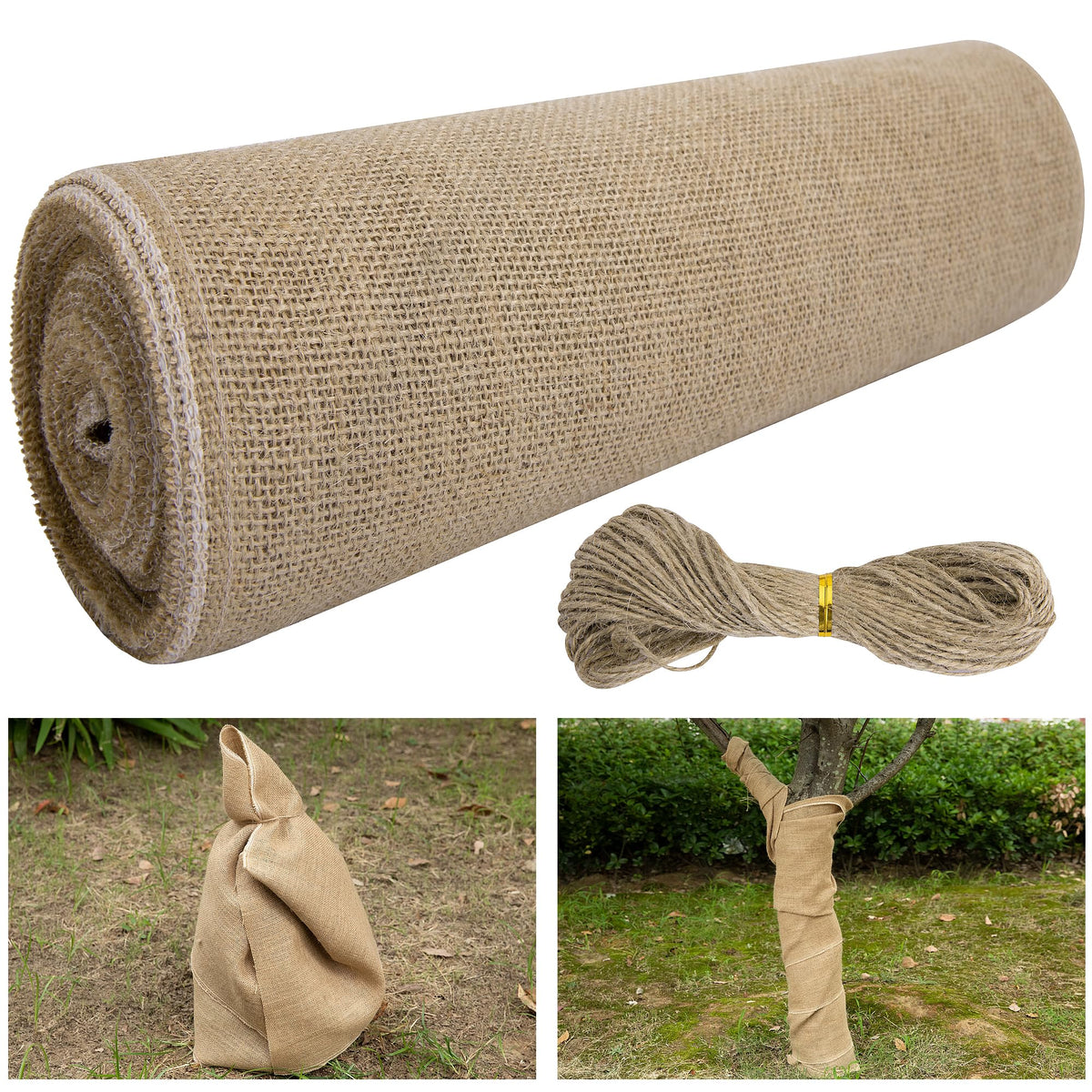 15.7''x19.7ft Natural Burlap Tree Wrap Rolls, Fabric Tree Trunk Protector 🍁 All In One Marketplace Canada