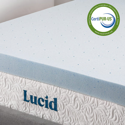 LUCID 4 Inch Gel Memory Foam Mattress Topper-Ventilated Design-Ultra Plush-Twin XL