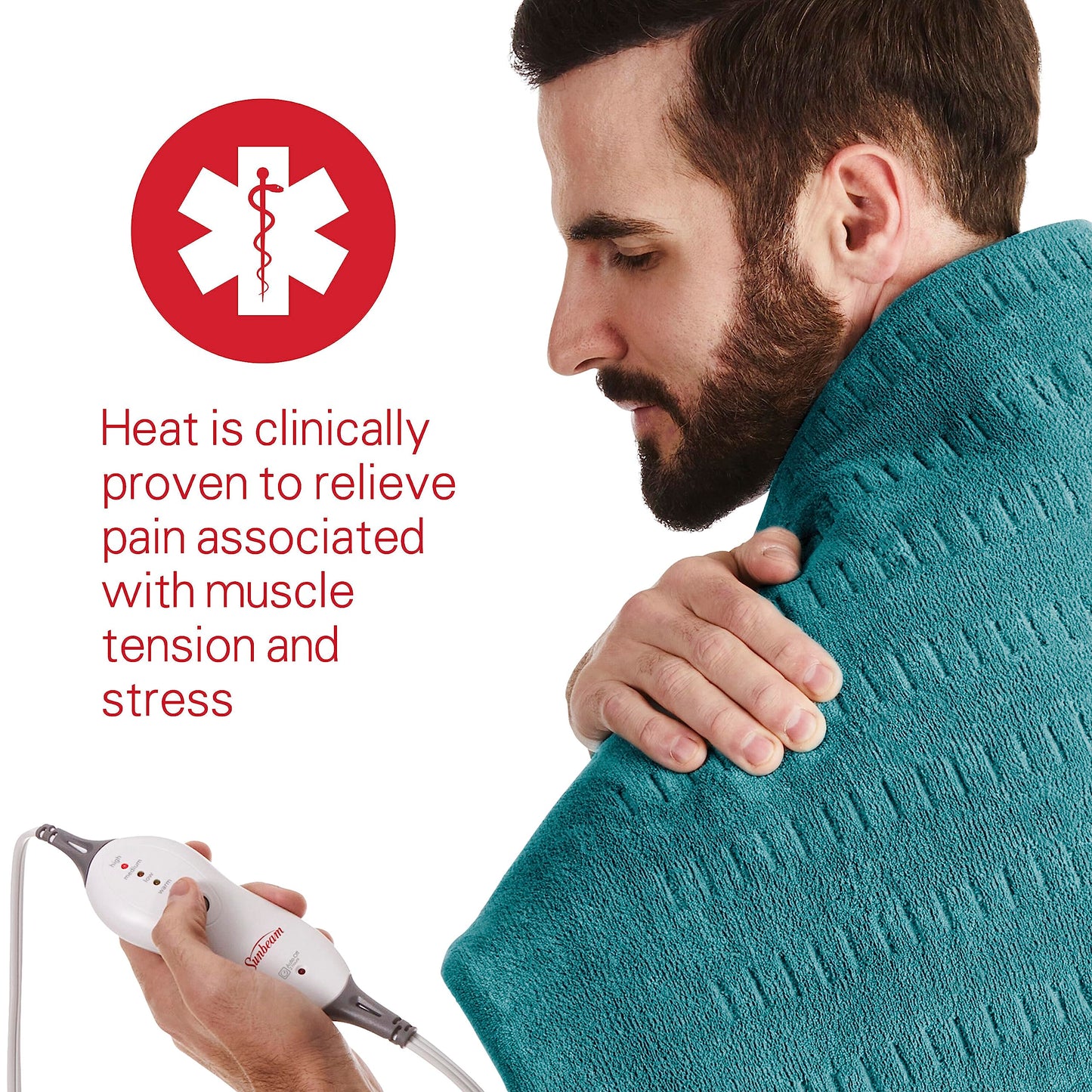 Sunbeam Premium XXL Size Heating Pad with Compact Storage | Electric Heating Pad for Back Pain & Larger Muscle Groups | 4 Heat Settings | 2 Hour Auto Shutoff | Moist Heat Option | 20 x 24 inch - Available at All In One Marketplace Canada