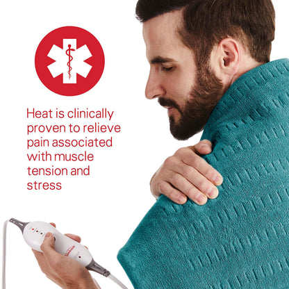 Sunbeam Premium XXL Size Heating Pad with Compact Storage | Electric Heating Pad for Back Pain & Larger Muscle Groups | 4 Heat Settings | 2 Hour Auto Shutoff | Moist Heat Option | 20 x 24 inch - Available at All In One Marketplace Canada
