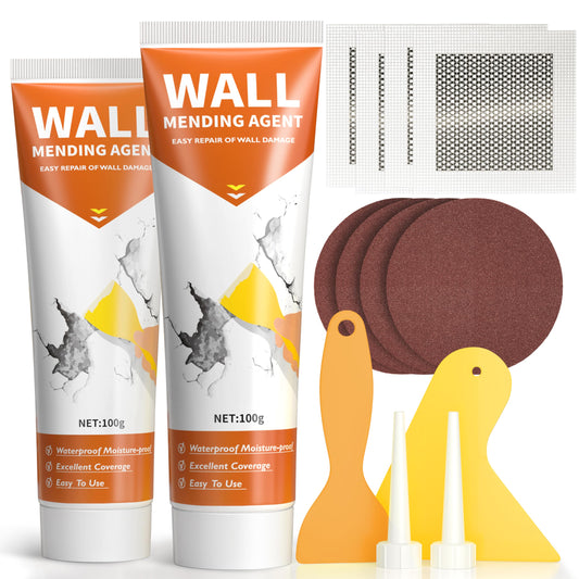 Drywall Repair Kit, Spackle, Wall Hole Filler, 2 Pack Spackling with Putty Knife, Patch, Sandpaper, Small Wall Hole Repair Project for Walls, Plasterboard, Ceilings, Apartments Indoor Outdoor