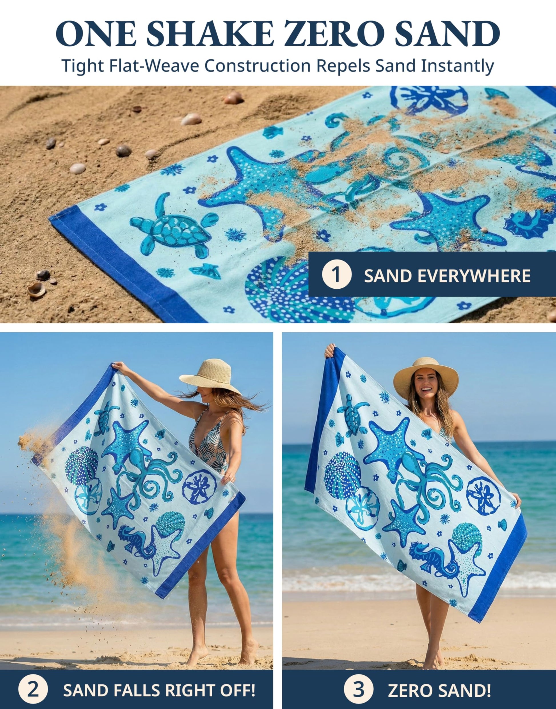 Lane Linen Turkish Beach Towels Set of 6, Oversized Beach Towel, Lightweight Beach Essentials for Women, Large Pool Towel, Absorbent & Quick Dry, Sand Free Beach Towel, 39"x71" - Tropical Breeze