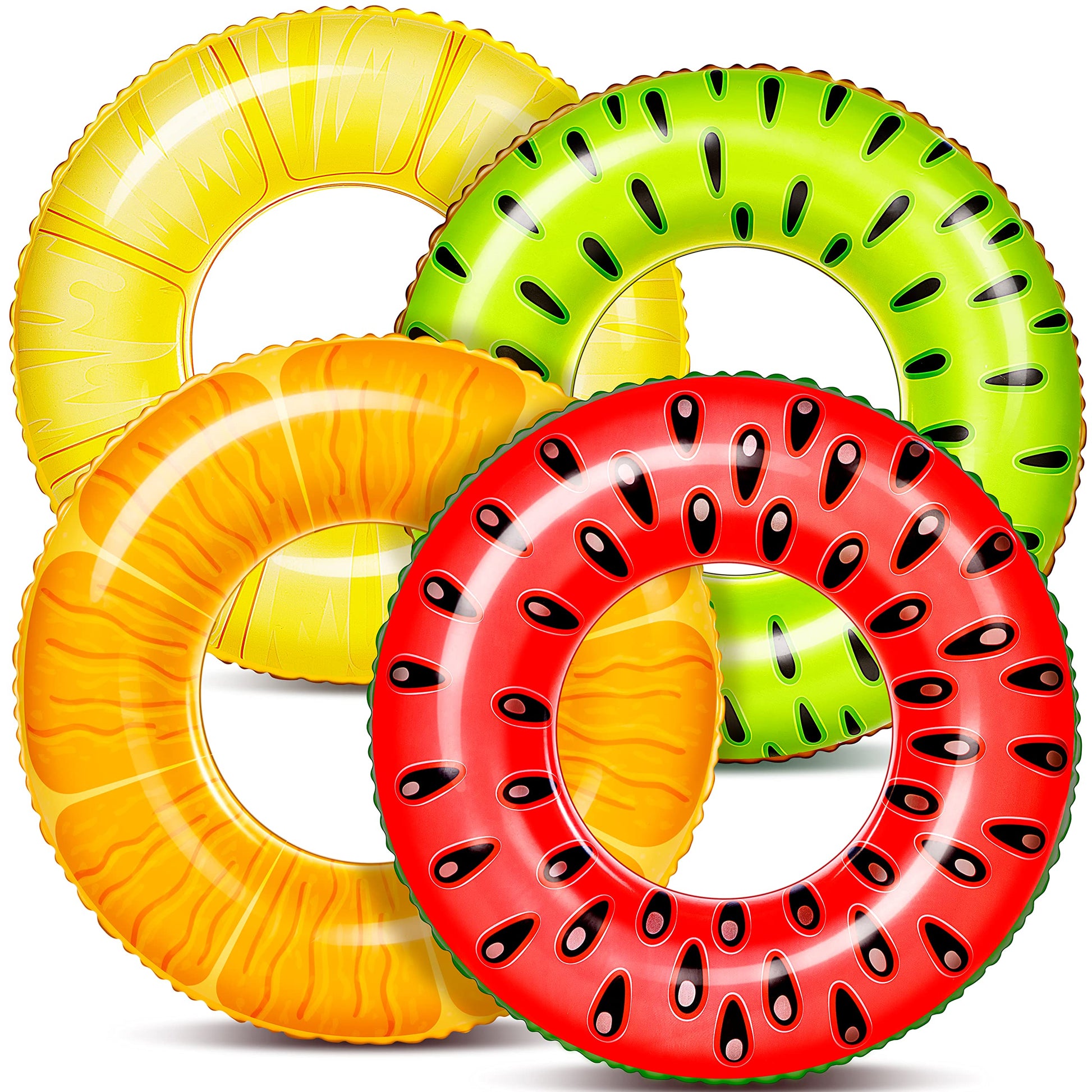 Sloosh 4 Pack Inflatable Pool Floats Pool Rings Swimming Tubes Swimming Toys Beach Swimming Party Toys for Kids and Adults