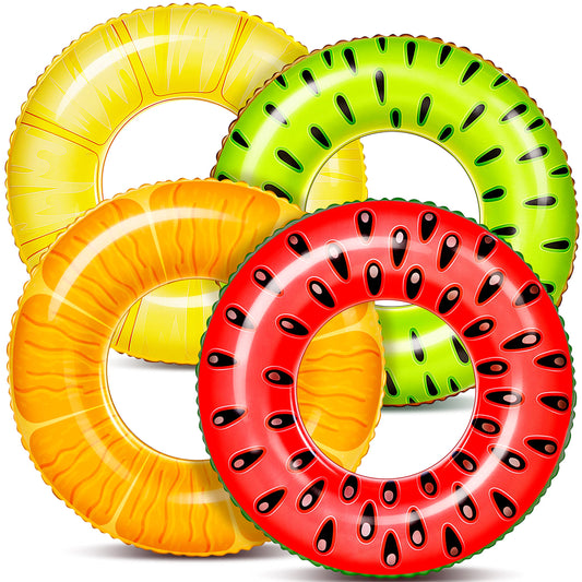 Sloosh 4 Pack Inflatable Pool Floats Pool Rings Swimming Tubes Swimming Toys Beach Swimming Party Toys for Kids and Adults