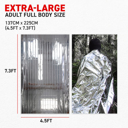 72HRS MIL-SPEC Emergency Thermal Mylar Blanket (137 × 224 cm, Pack of 12) 🍁 All In One Marketplace Canada
