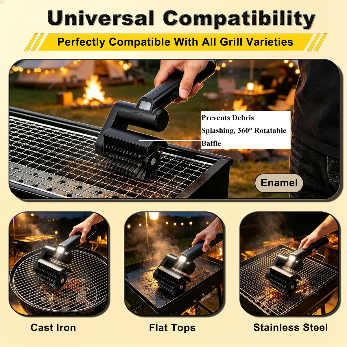 Gifts for Men Rechargeable Electric BBQ Brush Cordless Grill Cleaner with LED Light, Christmas Stocking Stuffers for Men Dad Husband Boyfriend, Ideal for Father’s Day Valentine's Day 🍁 All In One Marketplace Canada
