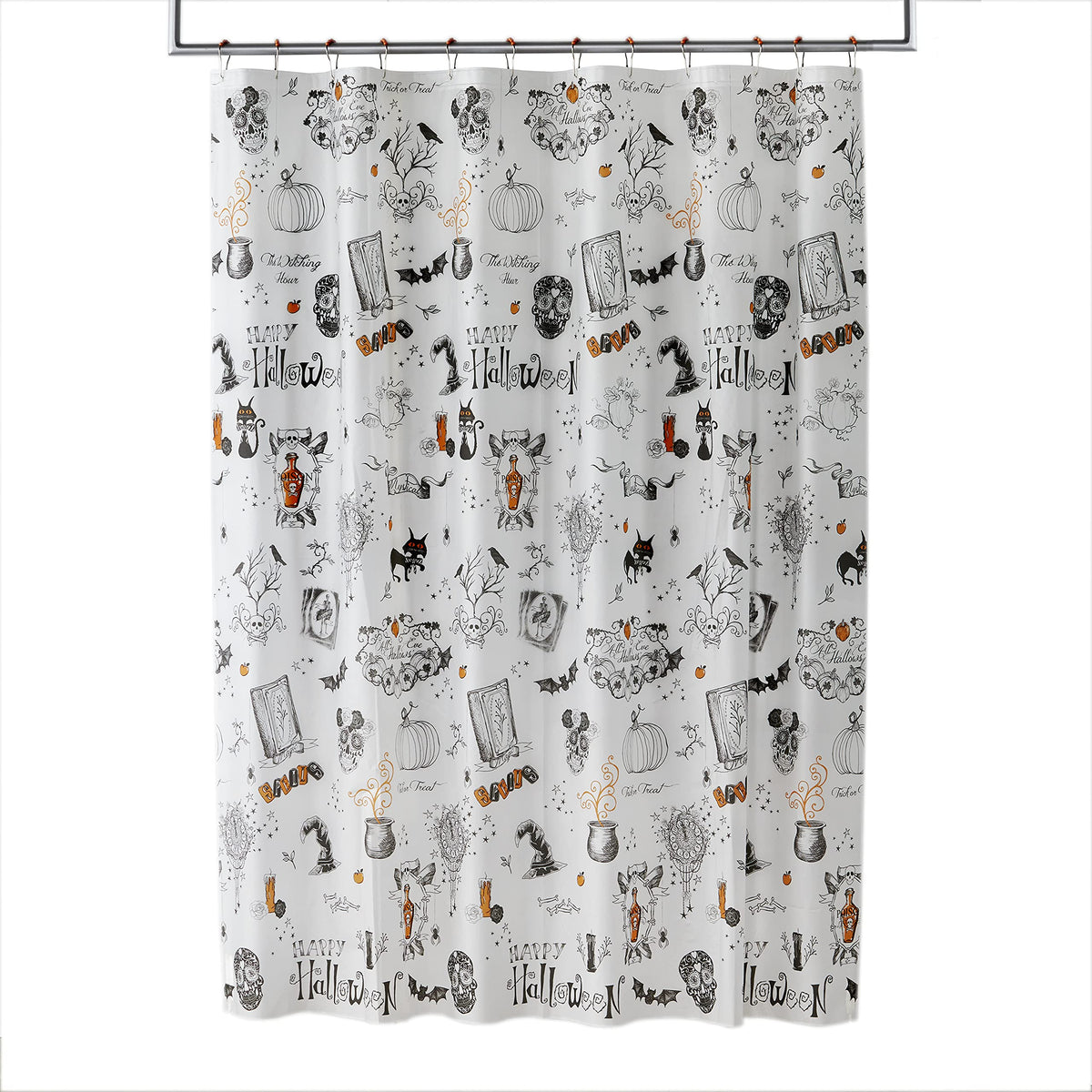 SKL Home Happy Halloween Shower Curtain & Hook Set, Multicolored 12 Piece