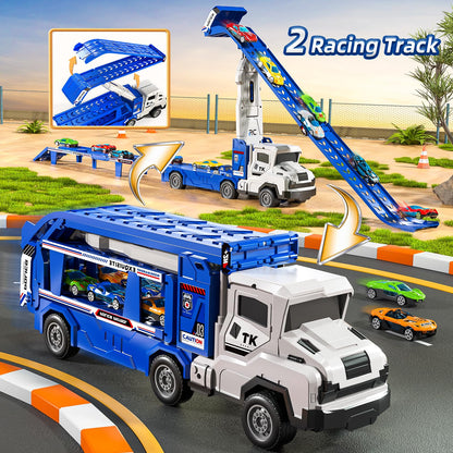 Transport Truck Toy for Kids, Transport Vehicle with Double Race Ramp Track 🍁 All In One Marketplace Canada