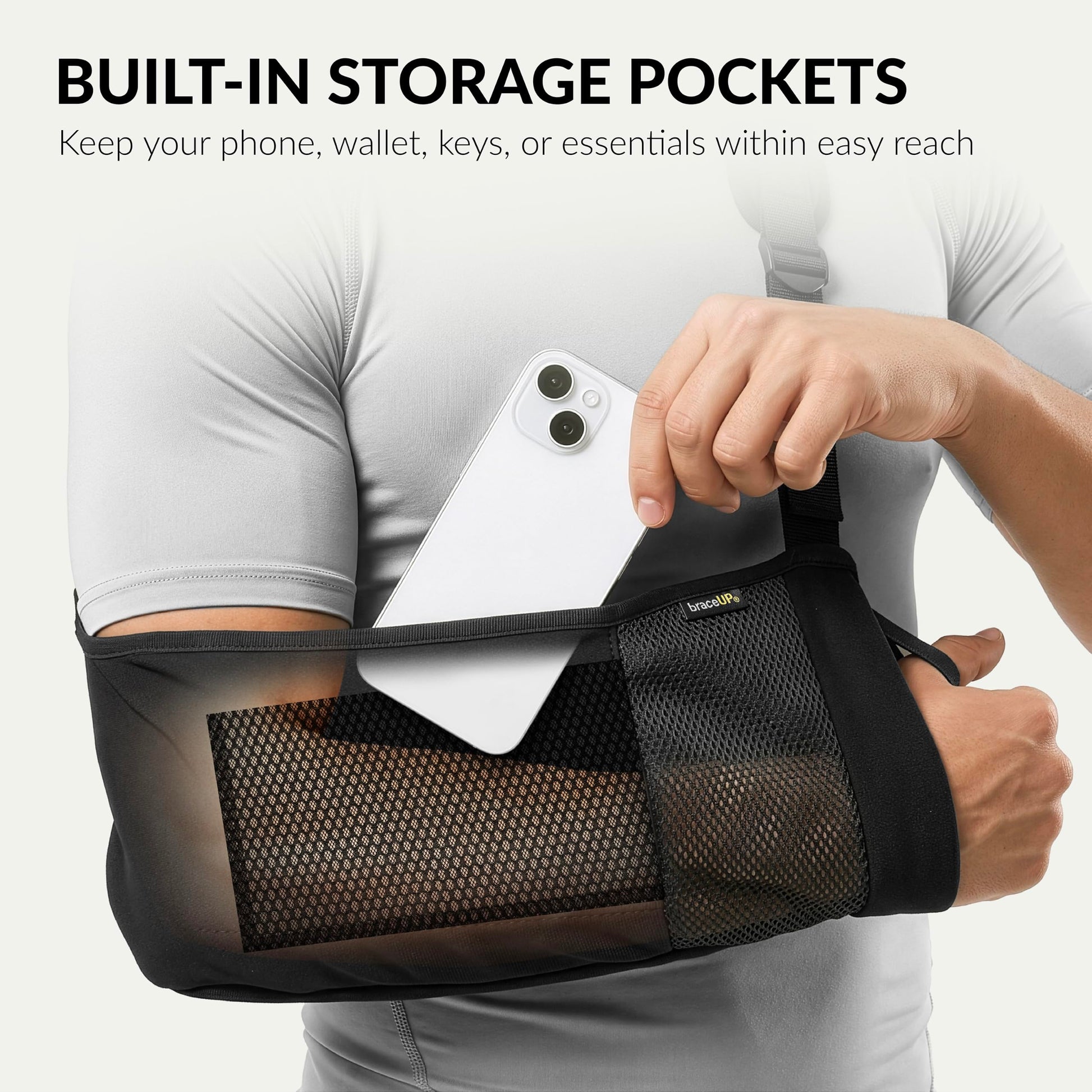 BraceUP Arm Sling for Shoulder Injury - Rotator Cuff Torn, Wrist and Elbow Surgery with Adjustable Padded Arm Support Strap - Available at All In One Marketplace Canada
