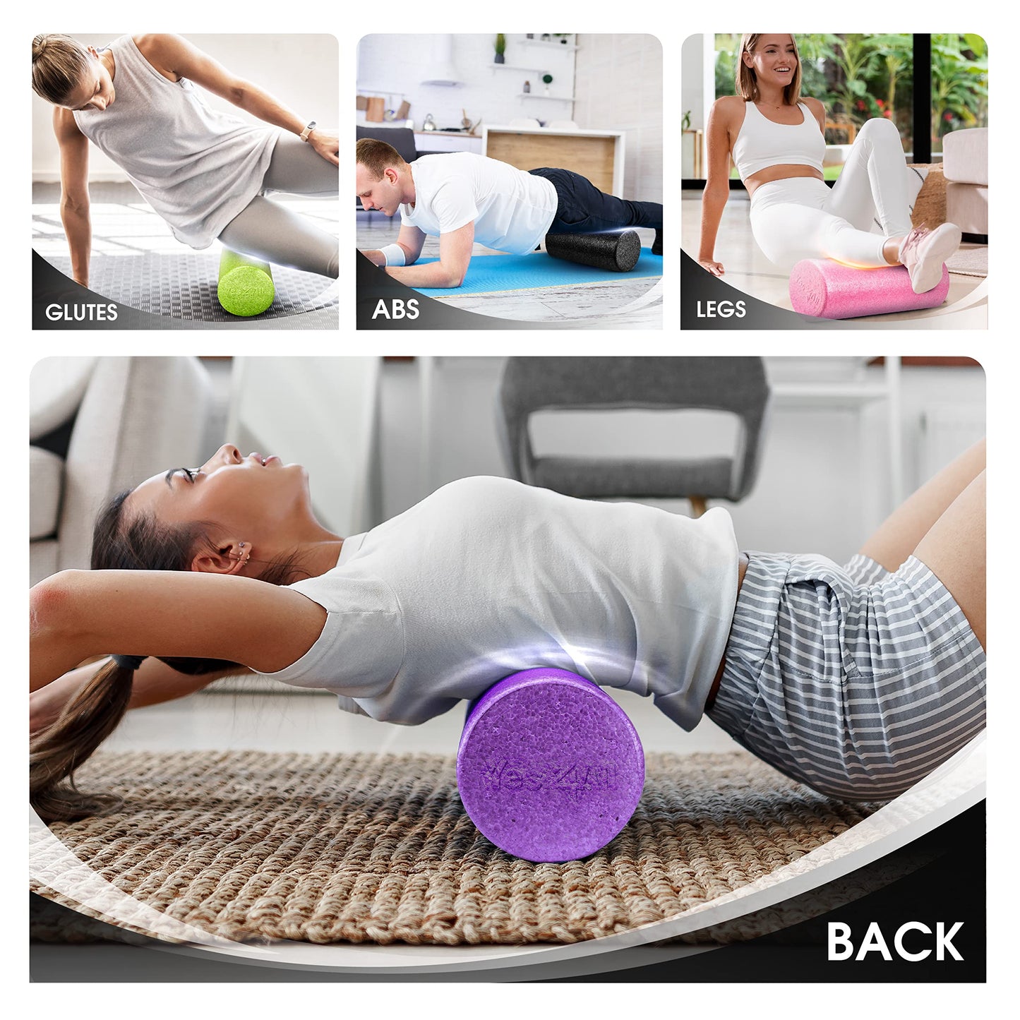 Yes4All EPP Exercise Foam Roller – Extra Firm High Density Foam Roller – Best for Flexibility and Exercises (36 inch, Black)