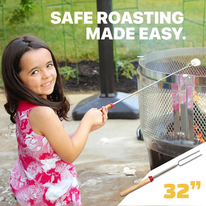 MalloMe Marshmallow Roasting Sticks - Smores Skewers for Fire Pit Kit - Hot Dog Camping Accessories Campfire Marshmellow 32 Inch Long Fork - 5 Pack - Available at All In One Marketplace Canada