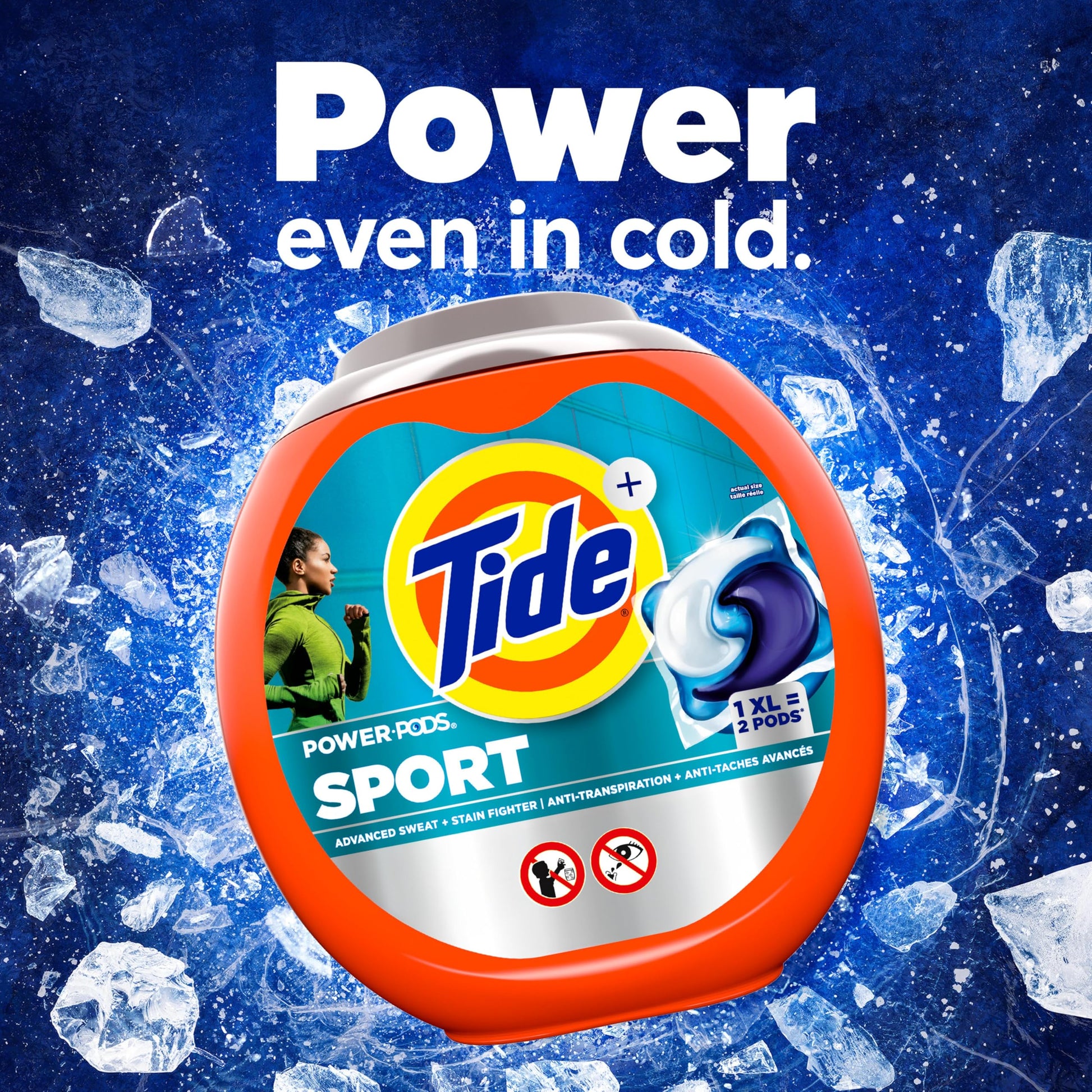 Tide Power Pods Laundry Detergent Pacs with Febreze Sport, Febreze Freshness with Sport Odor Defense, 2.06 kg, 45 Count Tide