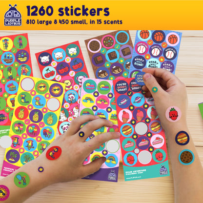 PURPLE LADYBUG 1260 Scratch and Sniff Stickers for Kids - Reward & Motivational Stickers - Smelly Stickers Teacher Must Haves for Classroom Essentials
