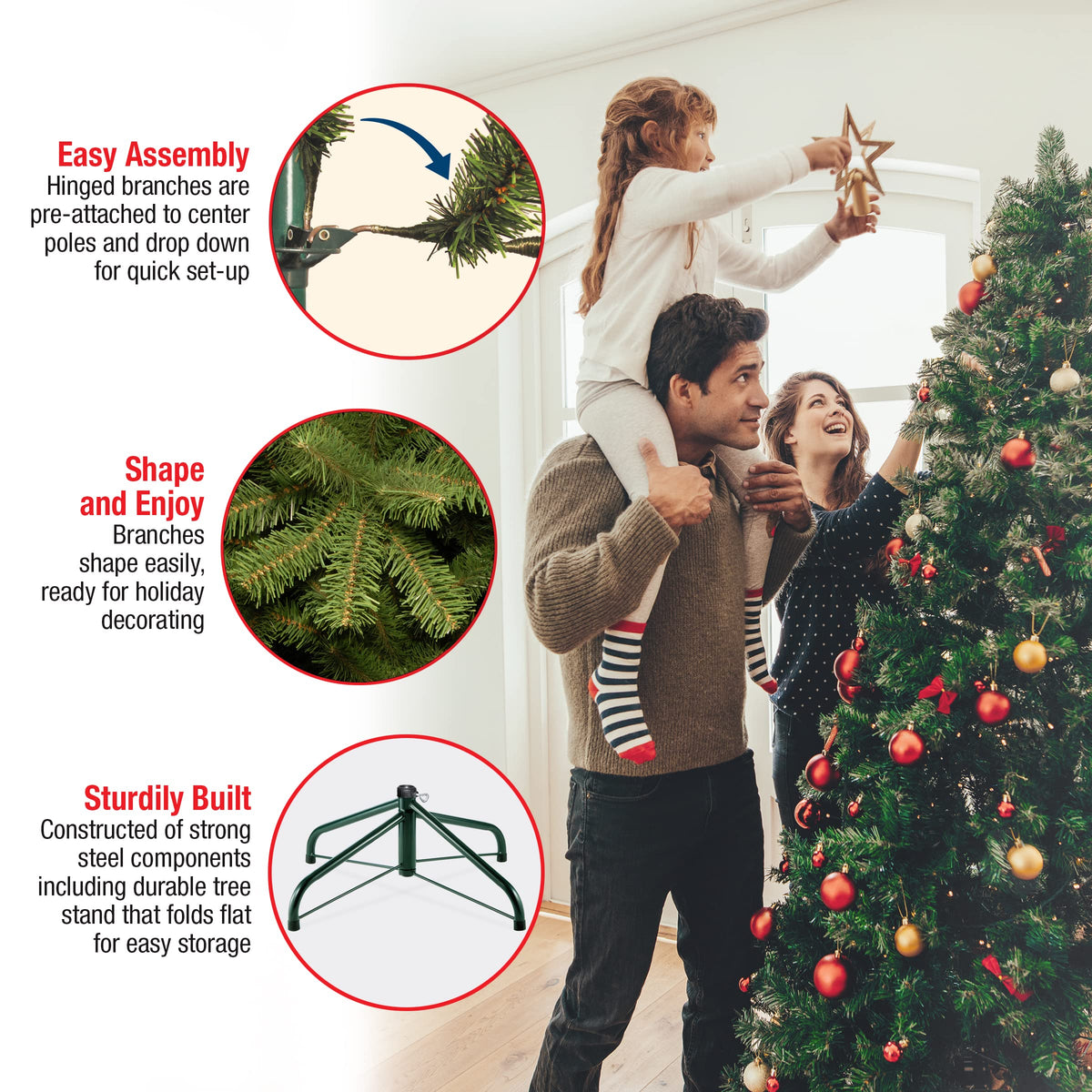 National Tree Company 7.5 ft (2.3m) Unlit North Valley Spruce Artificial Christmas Tree, 1,346 Tips, Includes Stand, Green