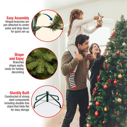 National Tree Company 7.5 ft (2.3m) Unlit North Valley Spruce Artificial Christmas Tree, 1,346 Tips, Includes Stand, Green
