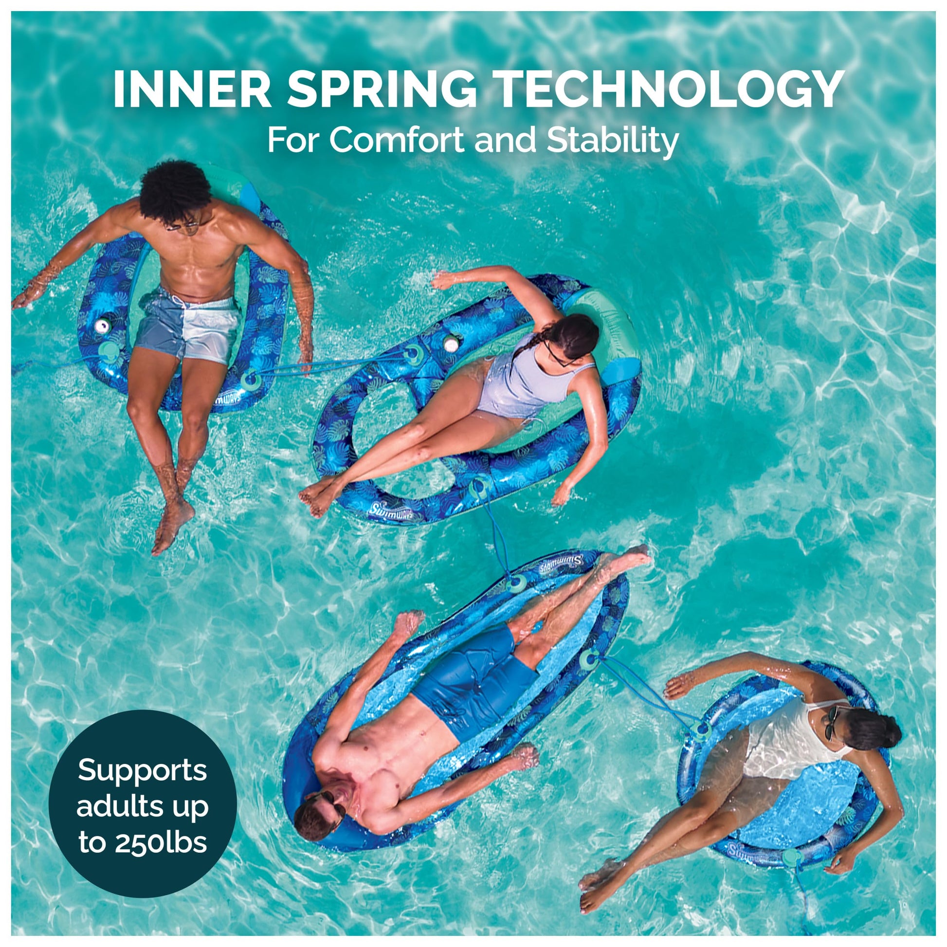 Swimways Elite Spring Float Hammock Pool Lounger, Inflatable Pool Floats Adult with Fast Inflation, Pool Hammock for Adults up to 250 lbs SwimWays