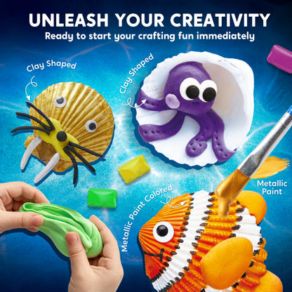 12 Kids Sea Shell Painting Kit-Glow in The Dark-Arts & Crafts for Boys and Girls Ages 6-12, 8-12, Art Supplies, Craft Paint Kits, Creative Art Toys for Kids Easter Christmas Birthday Party Gift 🍁 All In One Marketplace Canada