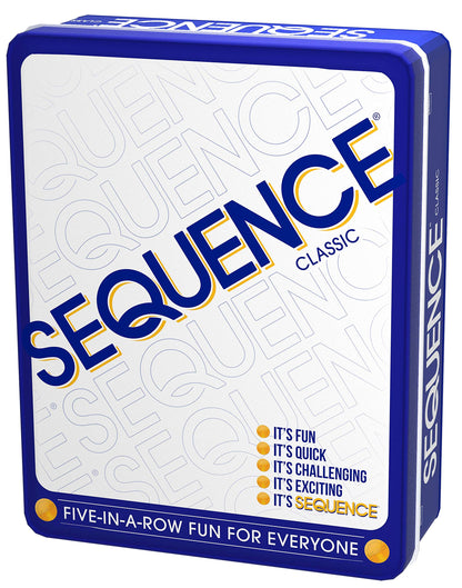Jax Sequence in a Tin | Strategy Game | Five-in-a-Row Fun for Everyone! | 2-12 Players, Ages 7+