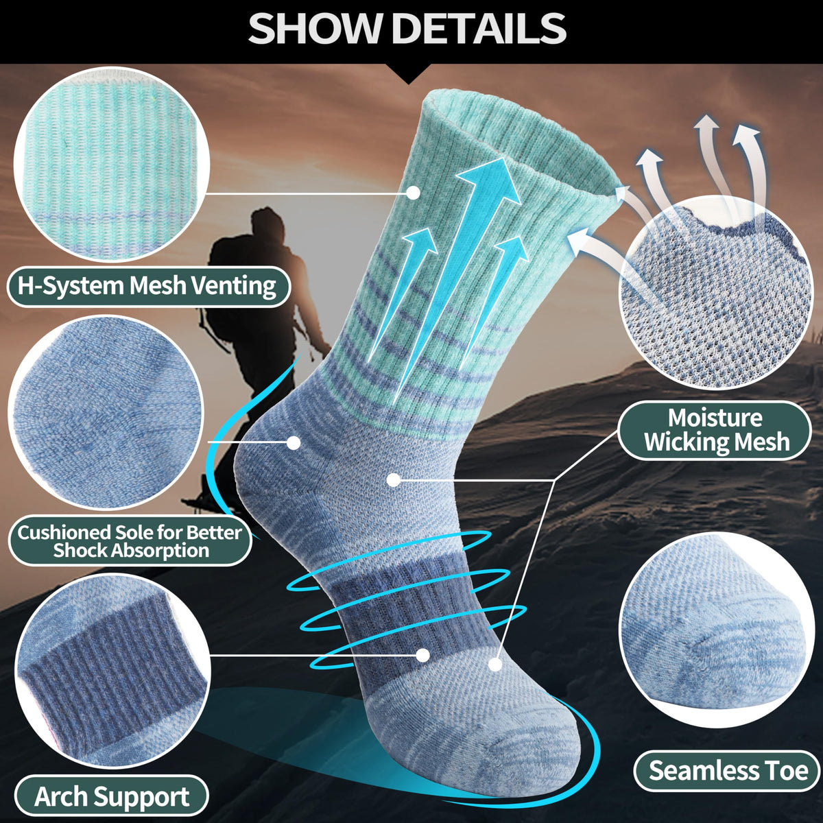 Anlisim Merino Wool Hiking Running Socks for Women, Boot Work Crew Socks 🍁 All In One Marketplace Canada