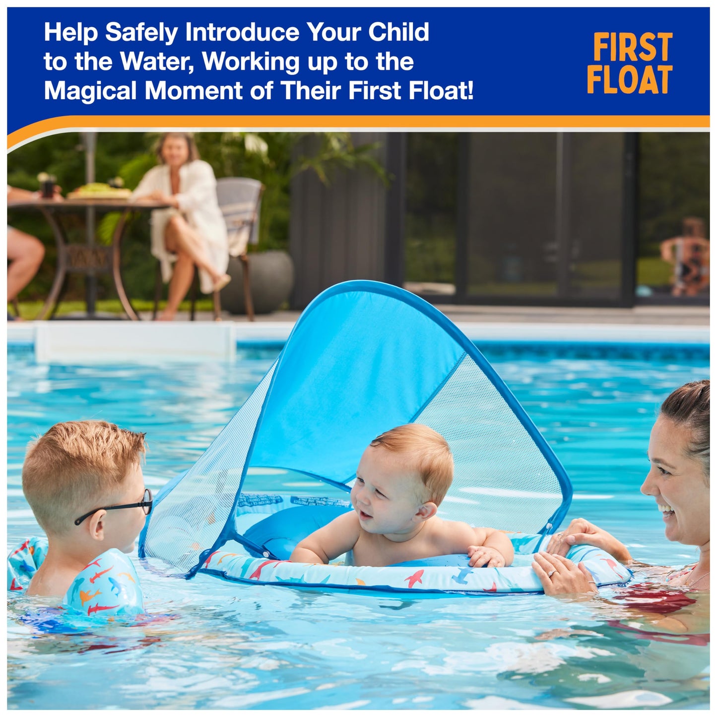 SwimWays Baby Spring Float, Baby Pool Float with Canopy, Swim Training PFD, Swimming Pool Accessories for Babies and Toddlers 9-24 Months, Shark 🍁 All In One Marketplace Canada