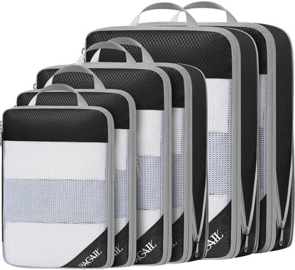 BAGAIL 6 Set/8 Set Compression Packing Cubes, Ultralight Expandable Packing Organizers for Carry on Travel Luggage(6set Jet Black) - Available at All In One Marketplace Canada