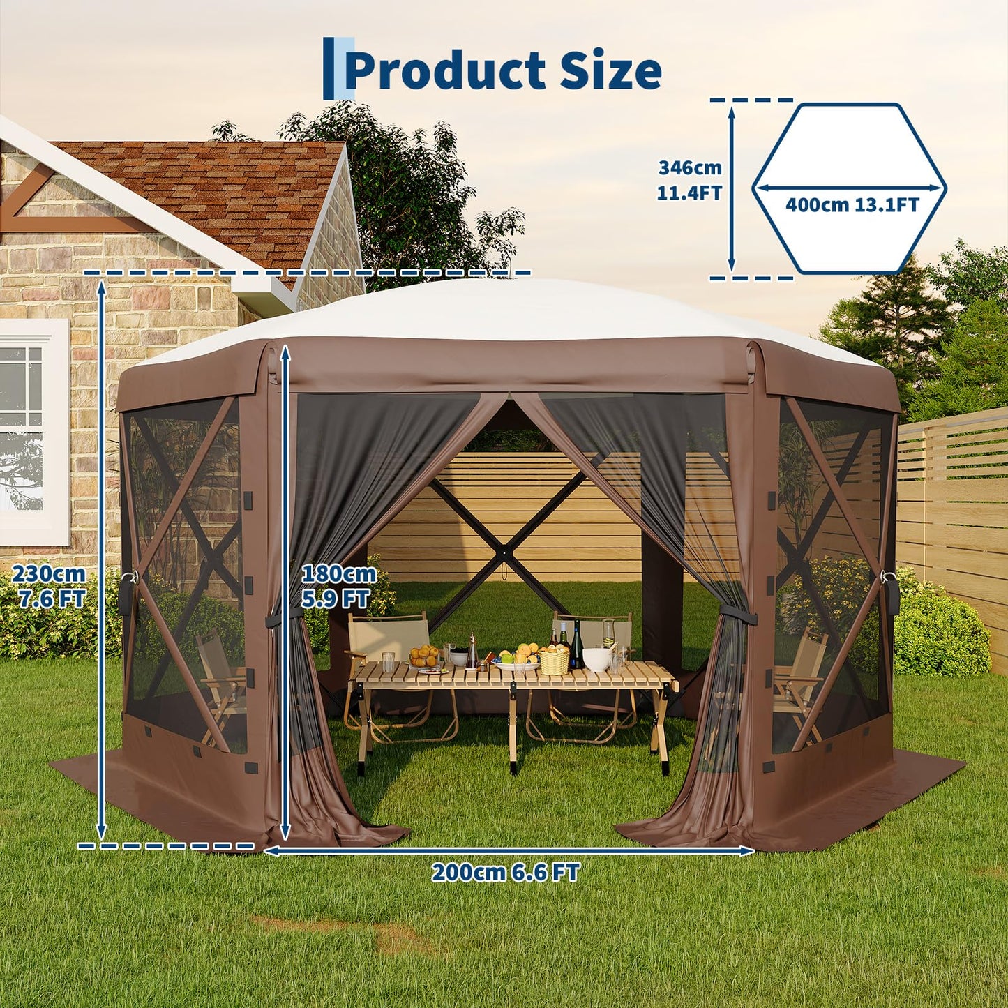 Garvee 13x13 Pop Up Gazebo, 6 Wind Panels, Instant Setup, Full Mesh, Khaki 🍁 All In One Marketplace Canada