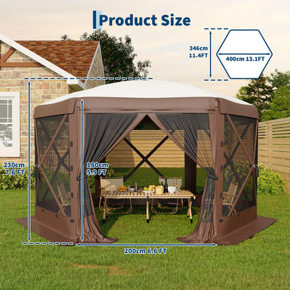 Garvee 13x13 Pop Up Gazebo, 6 Wind Panels, Instant Setup, Full Mesh, Khaki 🍁 All In One Marketplace Canada